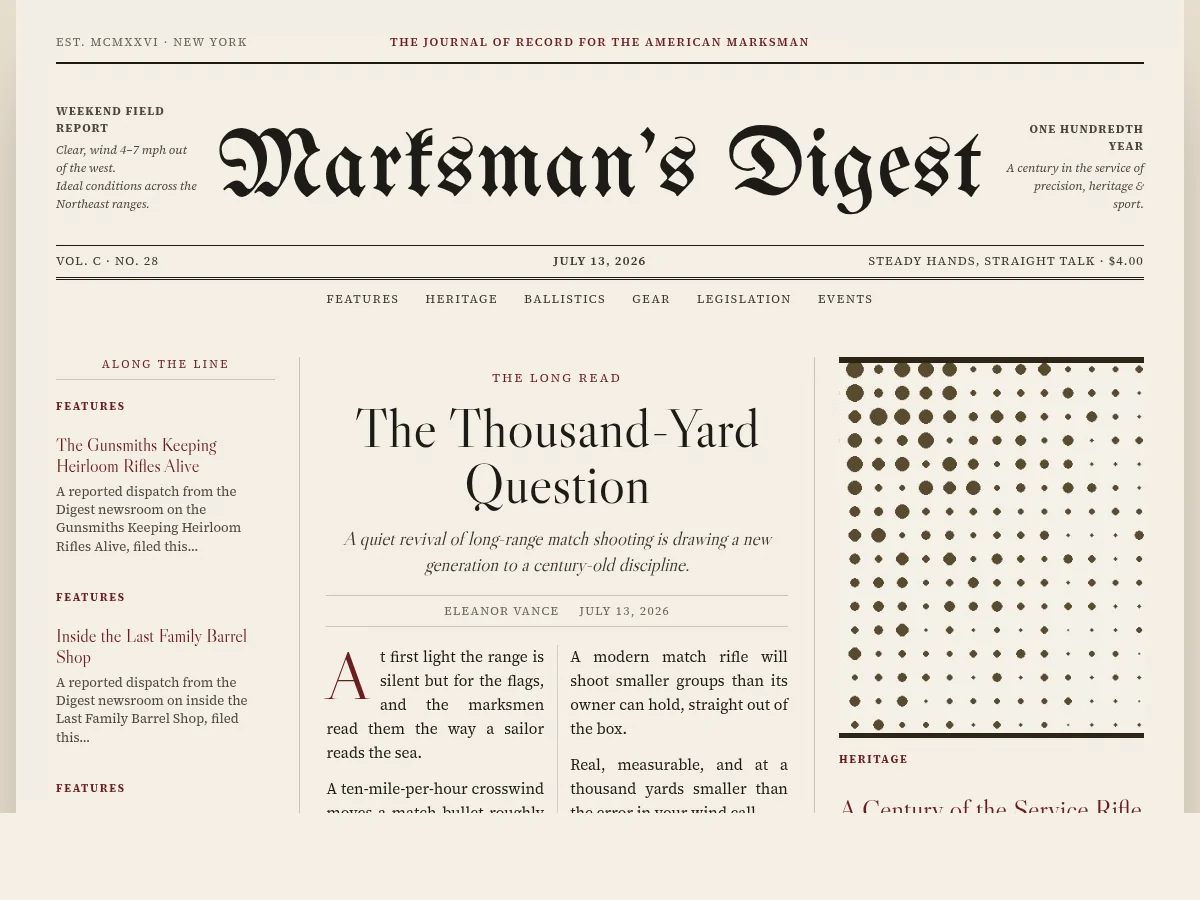 The Broadside WordPress theme rendering a broadsheet-style article layout